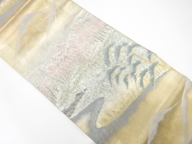 京名所　広沢池模様織り出し　袋帯